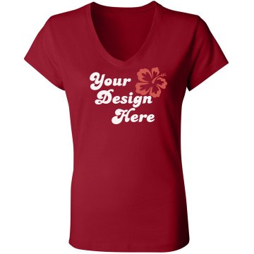 Your Design Here Junior Fit Bella Sheer Longer Length Rib V-Neck Tee 