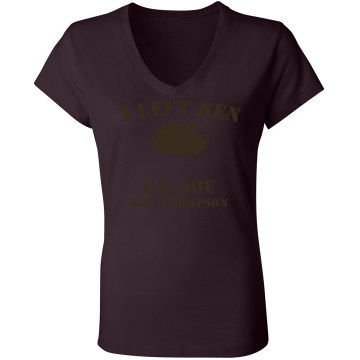 I Left Ken Military Junior Fit Bella Long Sleeve Sheer Longer Length Rib V-Neck Tee