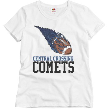 Central Crossing Football Misses Relaxed Fit Basic Gildan Ultra Cotton Tee