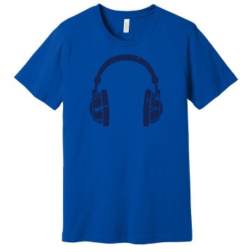 Distressed Headphones Unisex Gildan Heavy Cotton Crew Neck Tee
