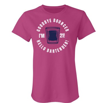 Hello 21st Birthday Junior Fit Bella Sheer Longer Length Rib Tee
