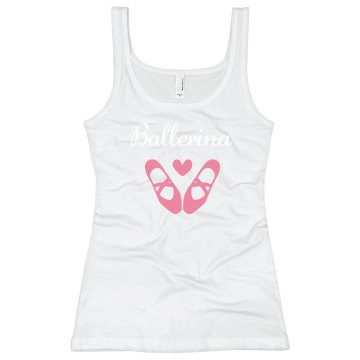 Ballerina Rhinestone Tank Junior Fit Bella Sheer Longer Length Rib Strap Tank Top