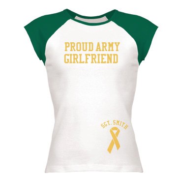 Proud Army Girlfriend Junior Fit Bella 1x1 Rib Cap Sleeve Raglan Tee