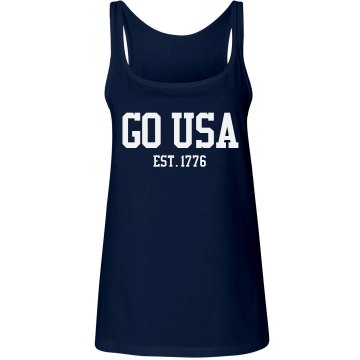 USA est 1776 Junior Fit Bella 1x1 Rib Ringer Tee