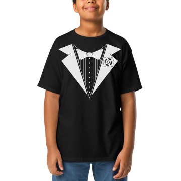 Ring Bearer Tuxedo Youth Gildan Ultra Cotton Crew Neck Tee