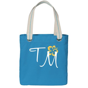 Custom Initials Tote Bag Port Authority Color Canvas Tote