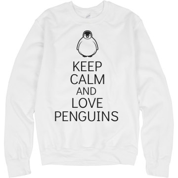 Keep Calm Love Penguins Unisex Hanes Crew Neck Sweatshirt