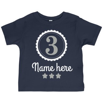 Three Year Old Birthday Toddler Gildan Ultra Cotton Crew Neck Tee