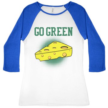 Go Green Junior Fit Bella 1x1 Rib 3/4 Sleeve Raglan Tee