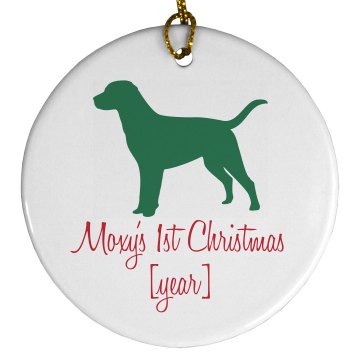 Lab 1st Christmas Porcelain Circle Ornament