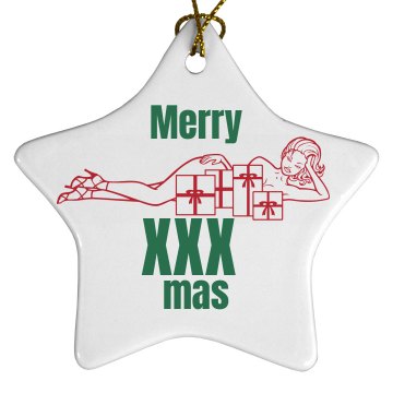 Merry XXX Mas Porcelain Star Ornament