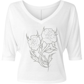 Rose Fashion Top Misses Bella Flowy V-Neck Half-Sleeve Tee