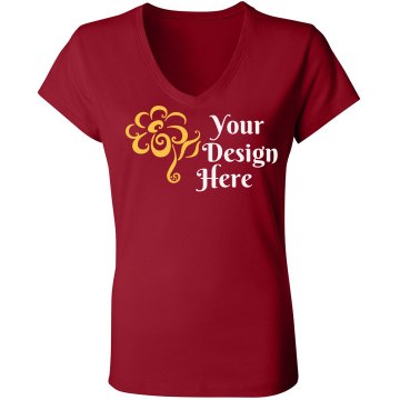 Your Design Here Junior Fit Bella Sheer Longer Length Rib V-Neck Tee 