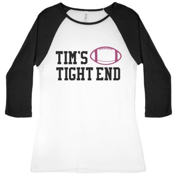 Tim's Tight End Junior Fit Bella 1x1 Rib 3/4 Sleeve Raglan Tee
