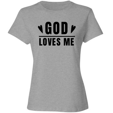 God Loves Me Rhinestones Misses Relaxed Fit Gildan Ultra Cotton Tee
