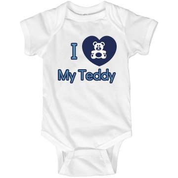 I Heart My Teddy Infant Rabbit Skins Lap Shoulder Creeper