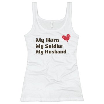 My Hero Soldier Husband Junior Fit Bella Sheer Longer Length Rib Tank Top