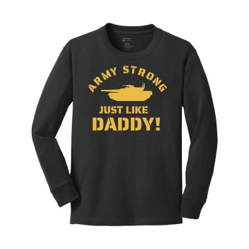 Army Strong Like Dad w/Bk Youth Gildan Heavy Cotton Long Sleeve Tee