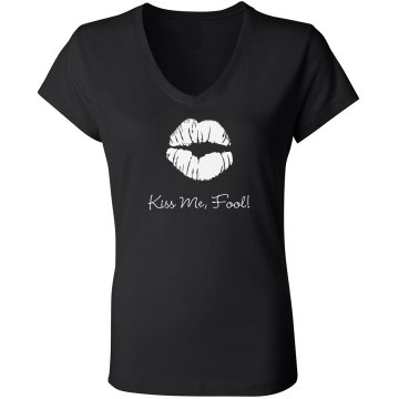 Kiss Me on New Year's Junior Fit Bella Long Sleeve Sheer Longer Length Rib V-Neck Tee