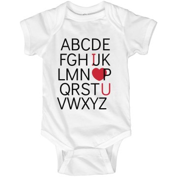 A B C I Love You  Infant Rabbit Skins Lap Shoulder Creeper