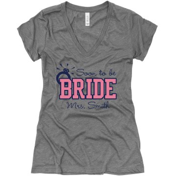 Soon To Smith Bride Junior Fit Bella Triblend Deep V Neck Tee
