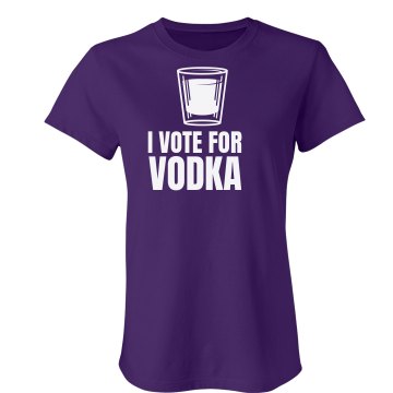 I Vote For Vodka Junior Fit Bella Crewneck Jersey Tee