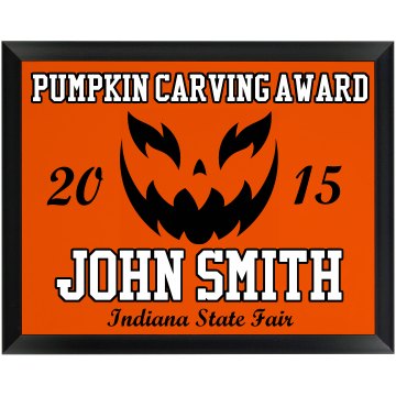 Pumpkin Carving Award Round Wood Plaque