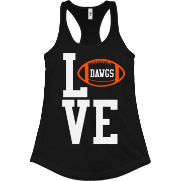 Love Football Junior Fit Bella Sheer Longer Length Rib Racerback Tank Top