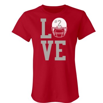 Love Football w/ Helmet Junior Fit Bella Sheer Longer Length Rib Tee