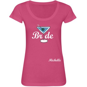 Bride Martini Glass Junior Fit Bella Sheer Longer Length Scoopneck Tee