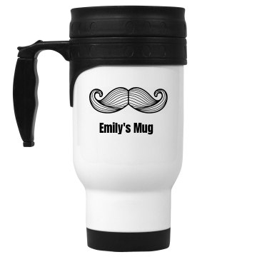 Mustache Coffee Mug 14oz White Stainless Steel Travel Mug