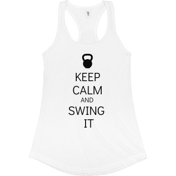 Keep Calm Kettlebell Junior Fit Bella Sheer Longer Length Rib Racerback Tank Top