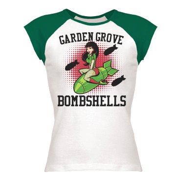 Roller Derby Bombshells Junior Fit Bella 1x1 Rib Cap Sleeve Raglan Tee