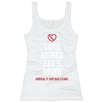 V-Day Bar Crawl Junior Fit Bella Sheer Longer Length Rib Tank Top