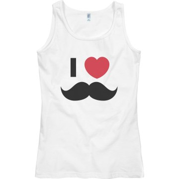 I Heart Mustaches Junior Fit Bella Sheer Longer Length Rib Tank Top