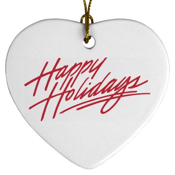 Happy Holidays Porcelain Heart Ornament