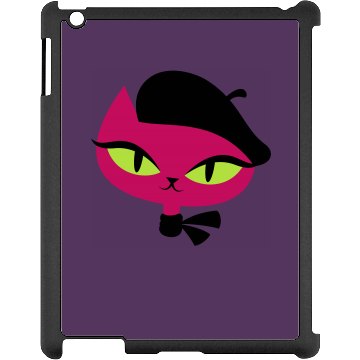 Cute Cat iPad Case Black iPad Snap-on Case