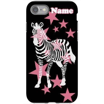 Add Your Name Pop Zebra Rubber iPhone 4 & 4S Case Black