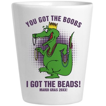 Mardi Gras Gator Shot Ceramic Shotglass