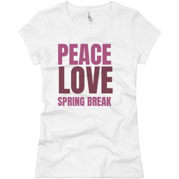 Peace Love Spring Break Junior Fit Basic Bella Favorite Tee