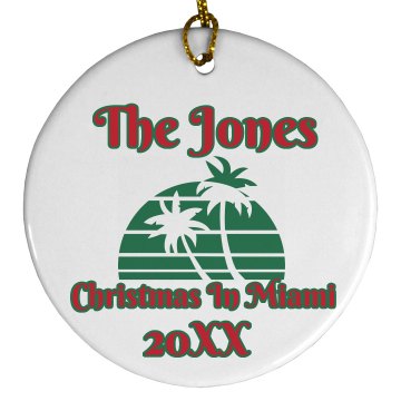 Christmas In Miami Plastic Ball Ornament