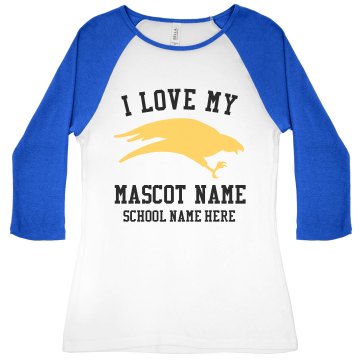 I Love Number 5 Junior Fit Bella 1x1 Rib 3/4 Sleeve Raglan Tee