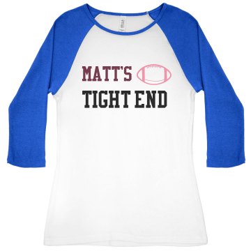 Matt's Tight End Junior Fit Bella 1x1 Rib 3/4 Sleeve Raglan Tee