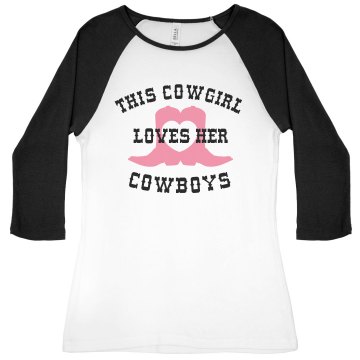 Cowgirl Love Junior Fit Bella 1x1 Rib 3/4 Sleeve Raglan Tee