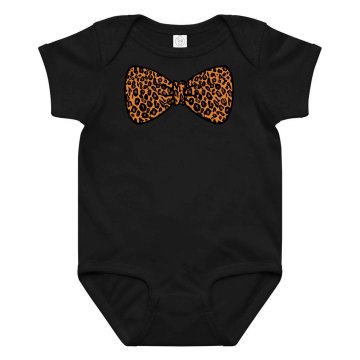 Cheetah Print Bow Tie Infant Rabbit Skins Lap Shoulder Creeper