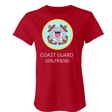 Coast Guard Girlfriend  Junior Fit Bella Crewneck Jersey Tee