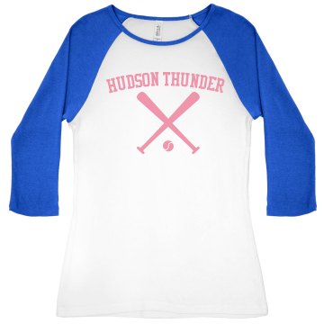 Softball Mom Tee Junior Fit Bella 1x1 Rib 3/4 Sleeve Raglan Tee