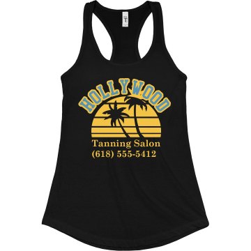Hollywood Tanning Salon  Junior Fit Bella Sheer Longer Length Rib Racerback Tank Top