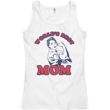 World's Best Mom Junior Fit Bella Sheer Longer Length Rib Tank Top