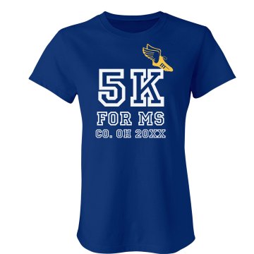 5K For MS Junior Fit Bella Crewneck Jersey Tee